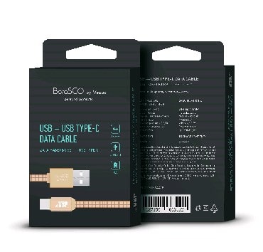 Дата-кабель USB - Type-C, 3А, 1м, в нейлоновой оплетке золотой, BoraSCO (VSP)